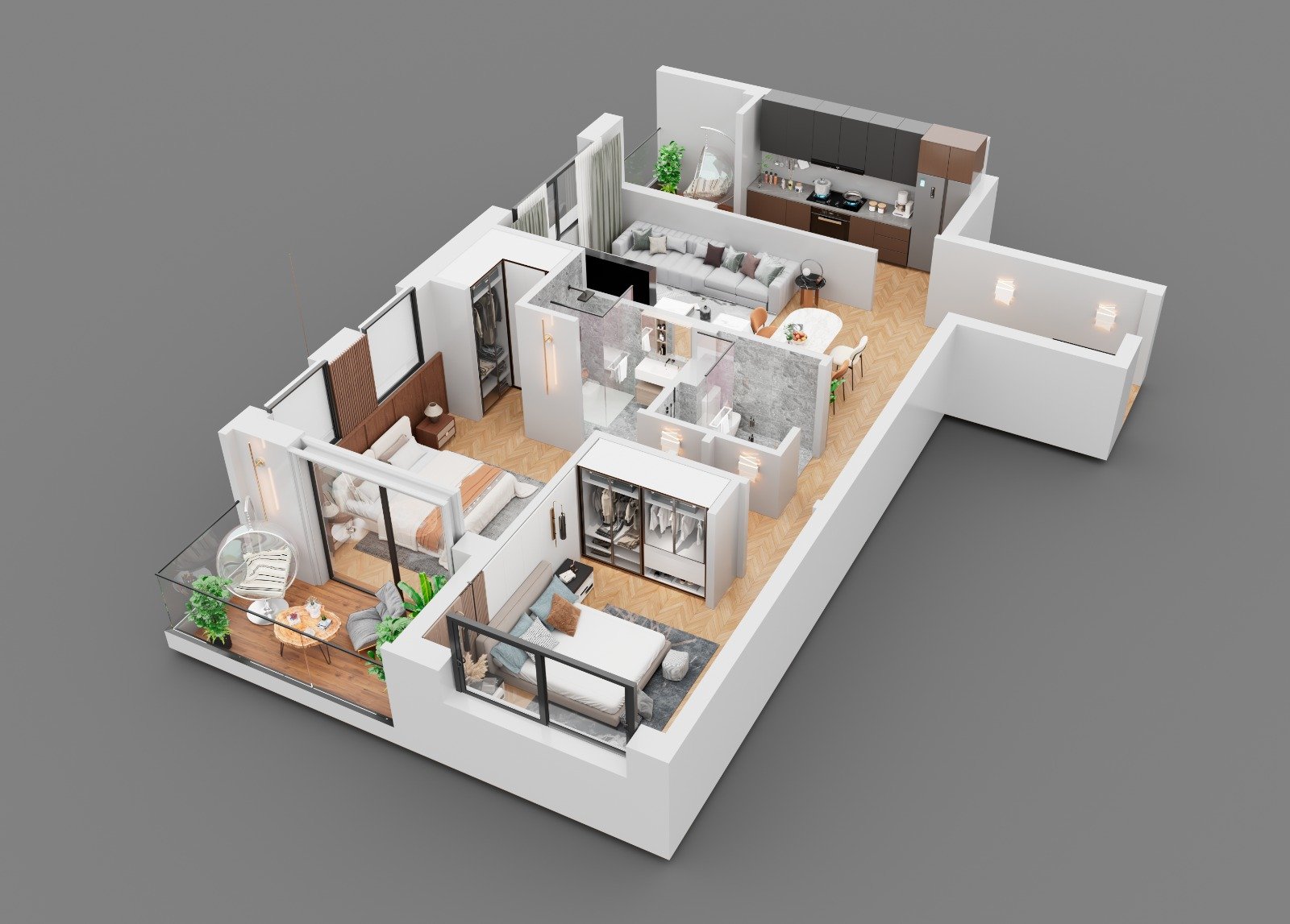 Visualisation 3D appartement Novara Living — entrée