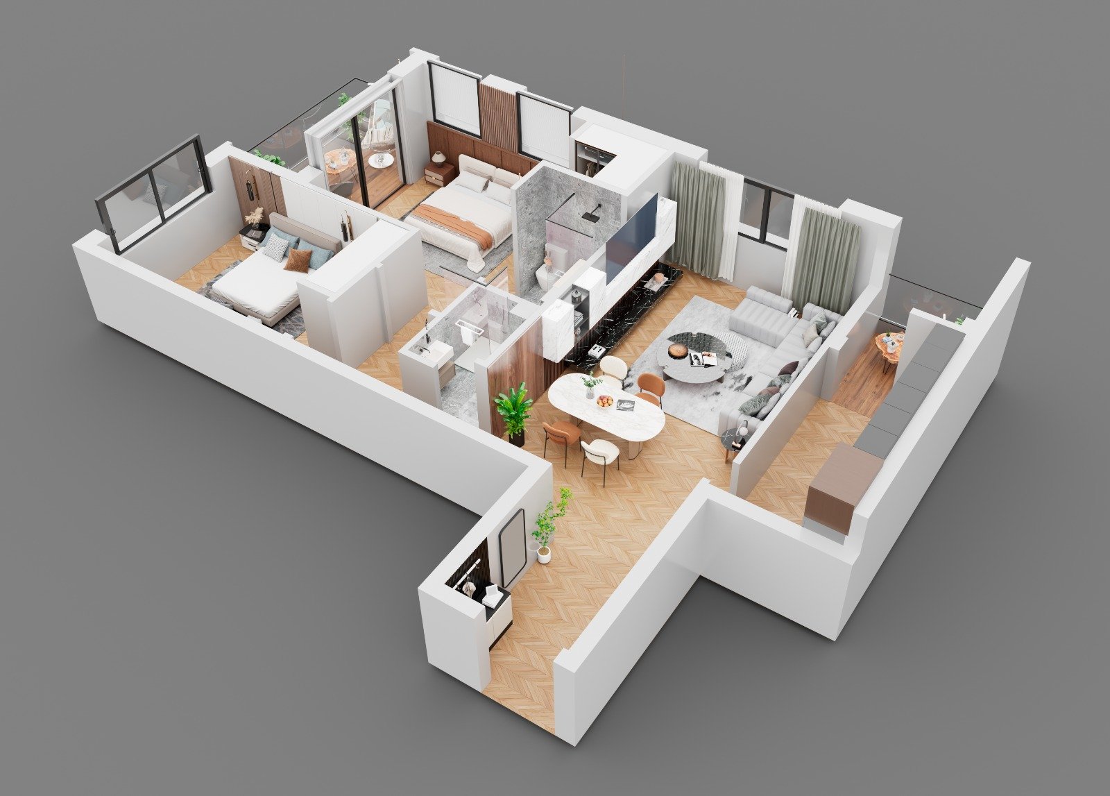 Visualisation 3D appartement Novara Living — salle de bain